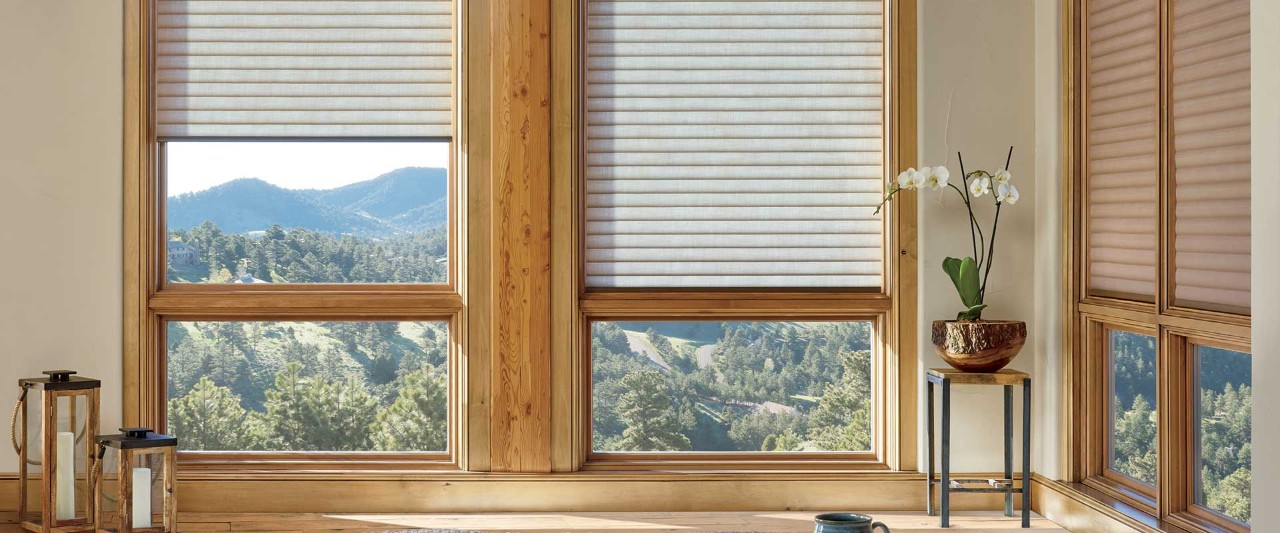 Mountain sunroom with natural wood details.